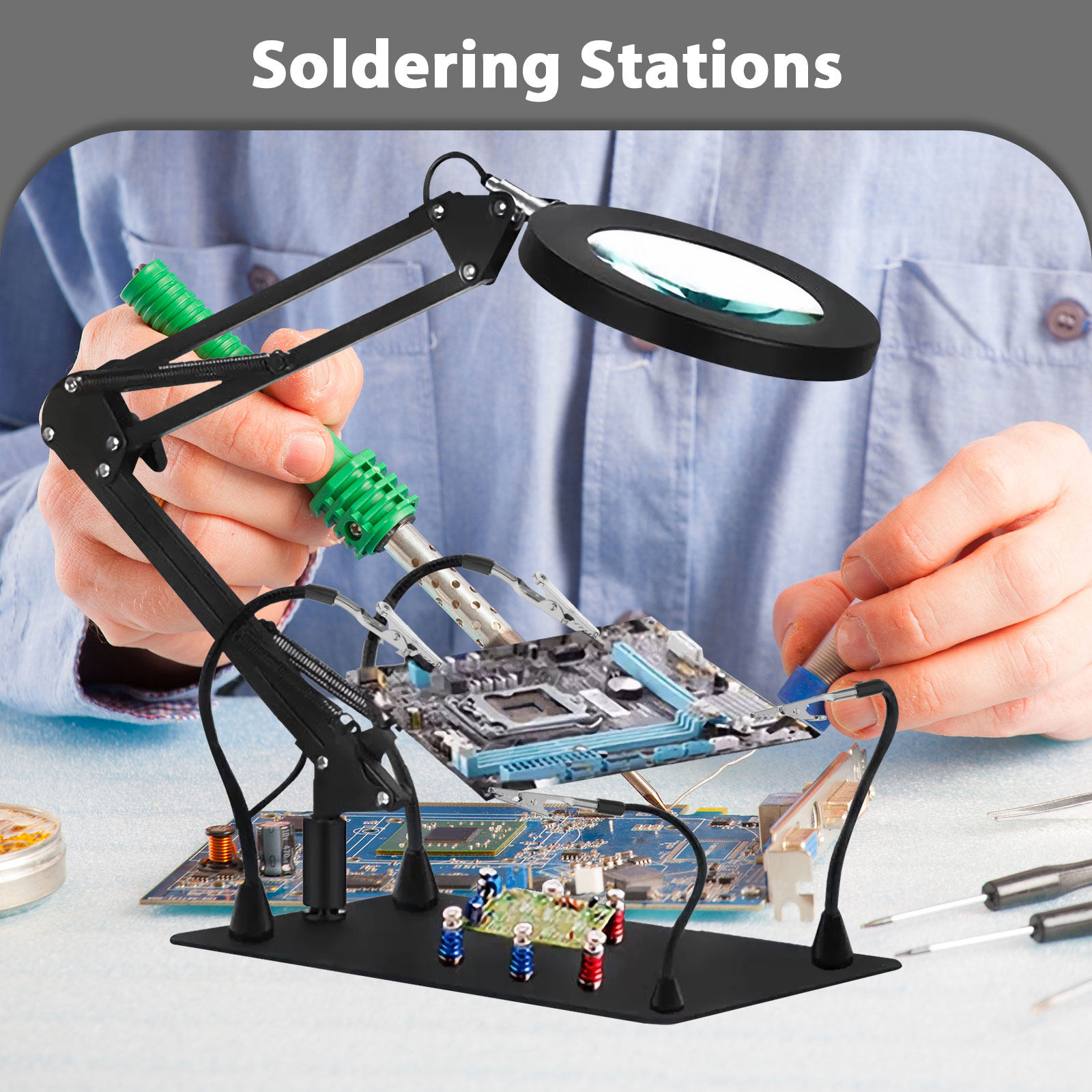 유연한 암이 달린 3개의 납땜 작업대 클램프 – PCB - Electronics Repair Tools 리뷰 및 가격